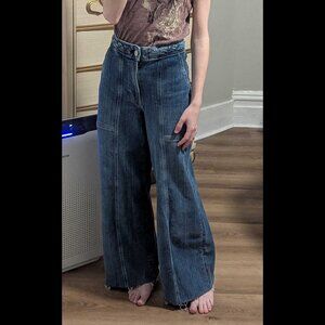 Frame Braided Stretch Wide-Leg Jeans - Daphne Blue